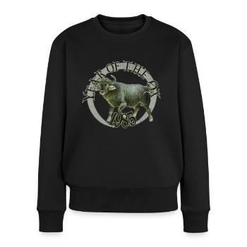 Year of the Ox – 1985 Strength and Endurance - Women's Premium Organic Jumper - black - Front - Julia (174cm)