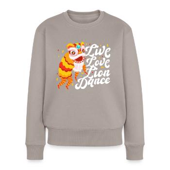 Live Love Danse du Lion Nouvel An Chinois Danseuse Lion - Pull Premium bio Femme - taupe - Devant - Julia (174cm)