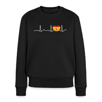 Spanien - Herzschlag, Puls, Herzlinie, EKG - Frauen Premium Bio Pullover - Schwarz - Vorne - Julia (174cm)