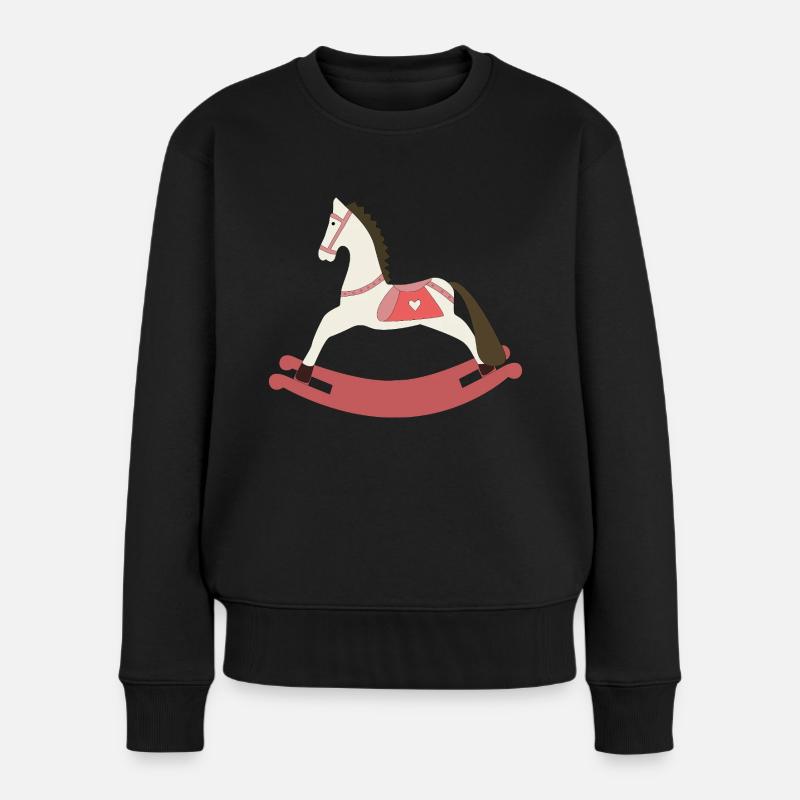 Schaukelpferd - Frauen Premium Bio Pullover - Schwarz