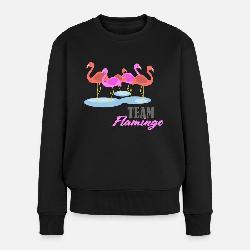 Flamingo Team Gruppe Schwarm - Frauen Premium Bio Pullover - Schwarz