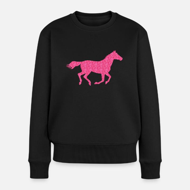 Glitzer Pferd - Frauen Premium Bio Pullover - Schwarz