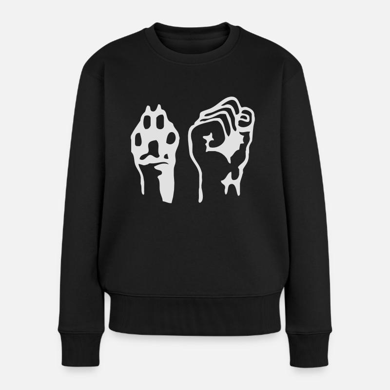 Pfote und Faust | Animal Liberation | Weiß - Frauen Premium Bio Pullover - Schwarz