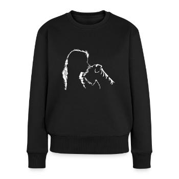 schnauzer chien fille femme amour baiser - Pull Premium bio Femme - noir - Devant - Julia (174cm)
