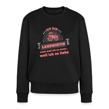Ich bin Landwirtin - Frauen Premium Bio Pullover - Schwarz - Vorne - Julia (174cm)