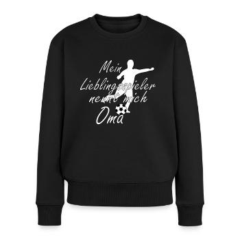 Lieblingsspieler Oma weiß - Frauen Premium Bio Pullover - Schwarz - Vorne - Julia (174cm)