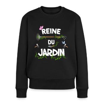 Femmen jardinière reine du jardin humour jardin - Pull Premium bio Femme - noir - Devant - Julia (174cm)