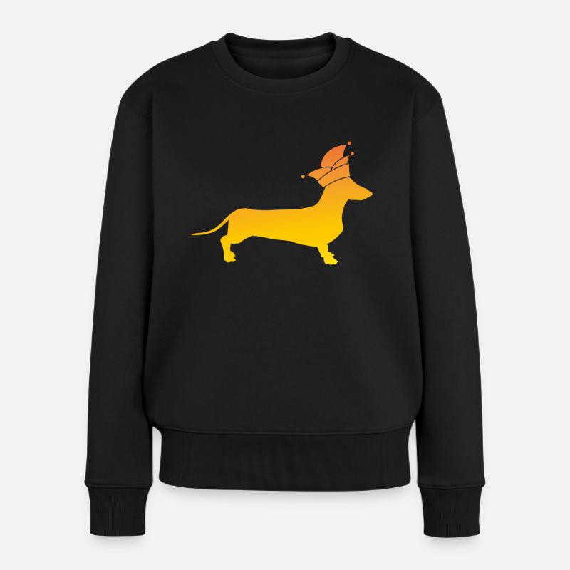 Dackel Alaaf - Frauen Premium Bio Pullover - Schwarz