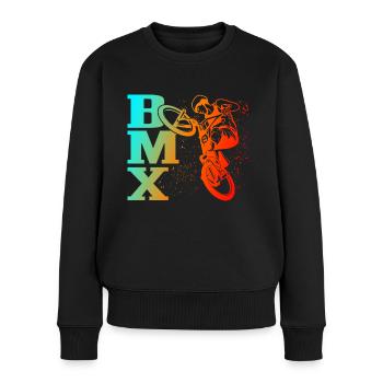 BMX cooles Retro Fan Geschenk Motiv für Junge Mädc - Frauen Premium Bio Pullover - Schwarz - Vorne - Julia (174cm)
