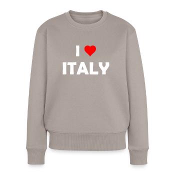 I love Italy - Italien - Italia - Frauen Premium Bio Pullover - Taupe - Vorne - Julia (174cm)