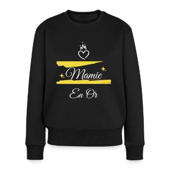 Mamie En Or Cadeau Tendre Pour Grand-Mère - Pull Premium bio Femme - noir - Devant - Julia (174cm)