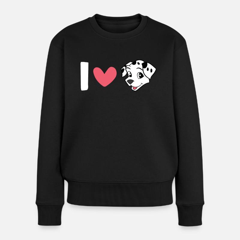 Dalmatiner - I Love Dalmatiner - Frauen Premium Bio Pullover - Schwarz
