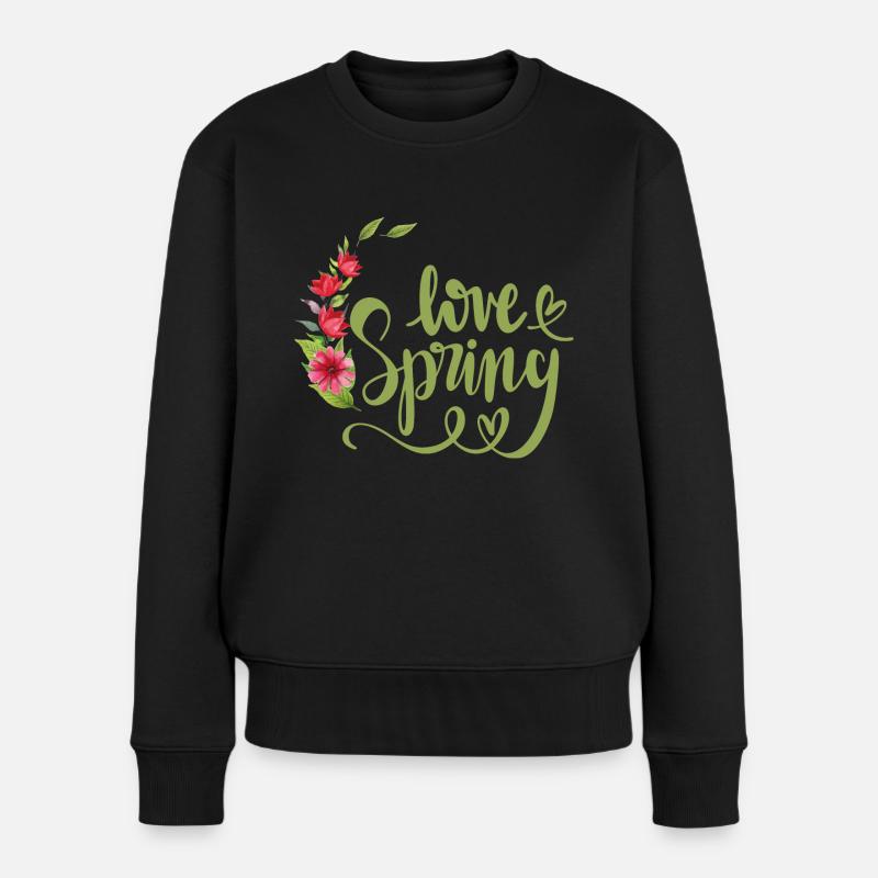 Liebe den Frühling - Frauen Premium Bio Pullover - Schwarz