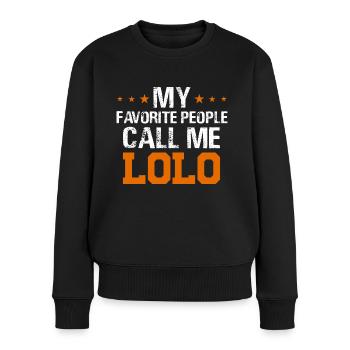 Grand-père Mes gens préférés M’appellent Lolo - Pull Premium bio Femme - noir - Devant - Julia (174cm)