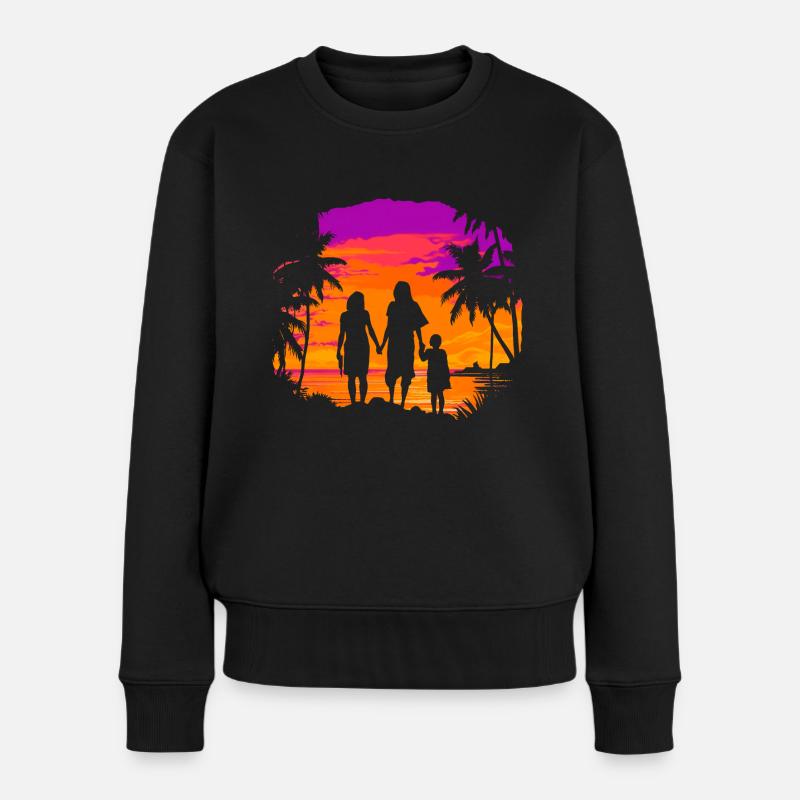 SONNENUNTERGANG - Frauen Premium Bio Pullover - Schwarz