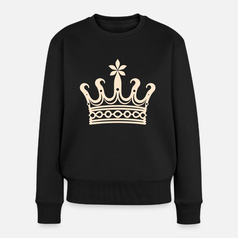 Edle Insignienkrone - Frauen Premium Bio Pullover - Schwarz