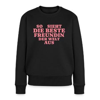 Beste Freundin Herz - Frauen Premium Bio Pullover - Schwarz - Vorne - Julia (174cm)