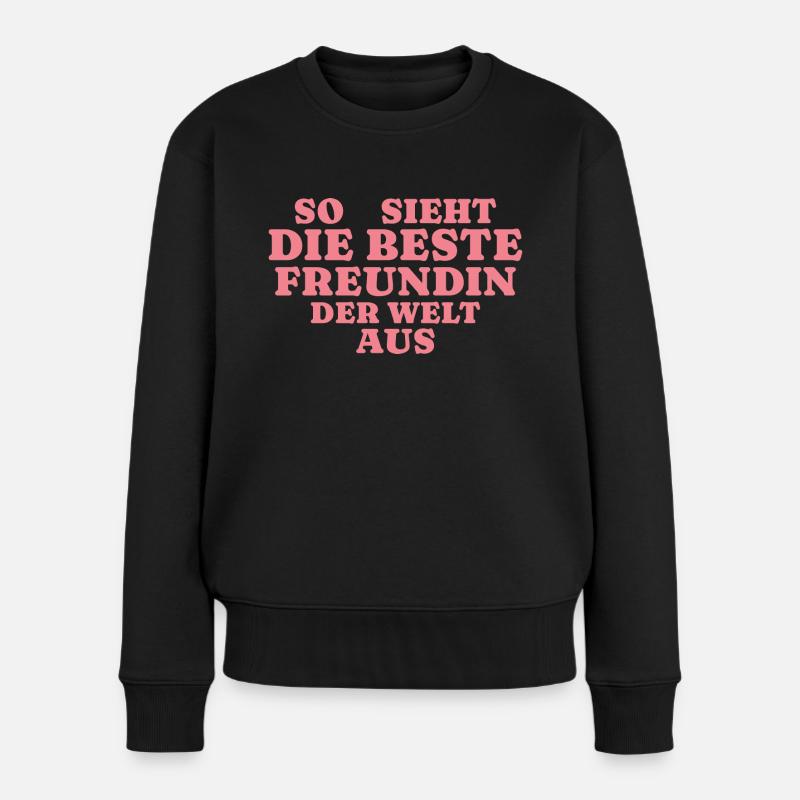 Beste Freundin Herz - Frauen Premium Bio Pullover - Schwarz