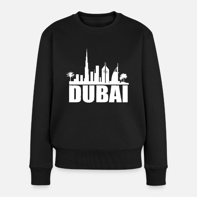 dubai skyline - Frauen Premium Bio Pullover - Schwarz