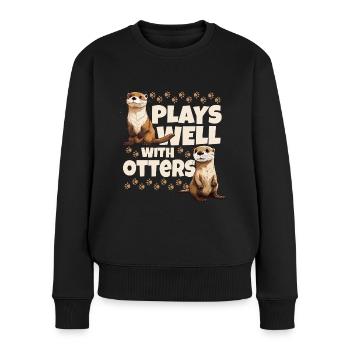 Spielt gut mit Ottern Niedliches Tier - Frauen Premium Bio Pullover - Schwarz - Vorne - Julia (174cm)