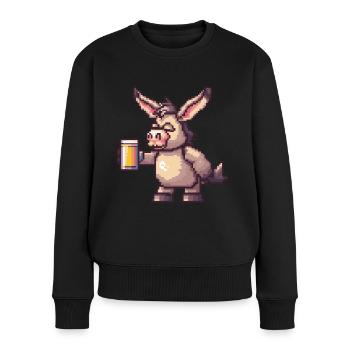 Bière Donkey Pixel - Pull Premium bio Femme - noir - Devant - Julia (174cm)