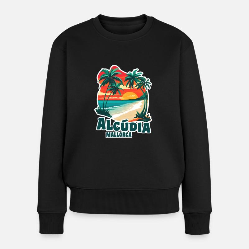 Alcudia Mallorca - Frauen Premium Bio Pullover - Schwarz