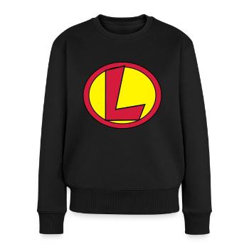 Super, Superheld, Superheldin, Hero, L - Frauen Premium Bio Pullover - Schwarz - Vorne - Julia (174cm)