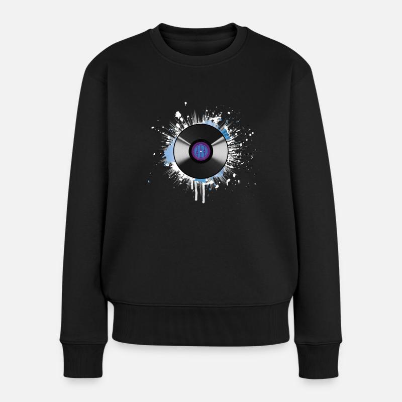 Gebeizte Schallplatte - Frauen Premium Bio Pullover - Schwarz