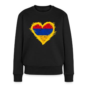 Armenien - Frauen Premium Bio Pullover - Schwarz - Vorne - Julia (174cm)