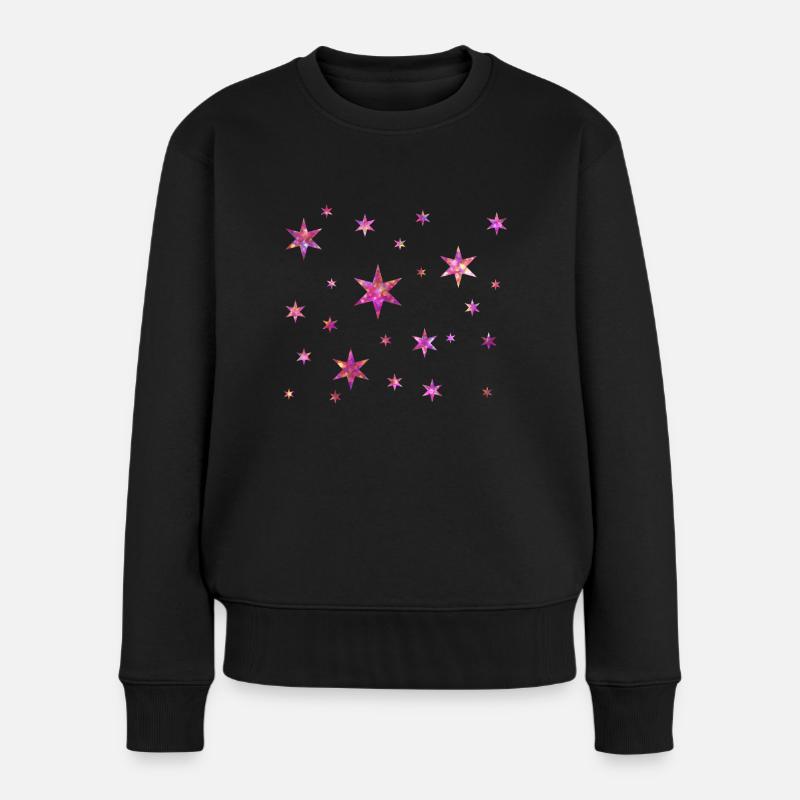 Funny Brillante Glitzer Sterne - Frauen Premium Bio Pullover - Schwarz