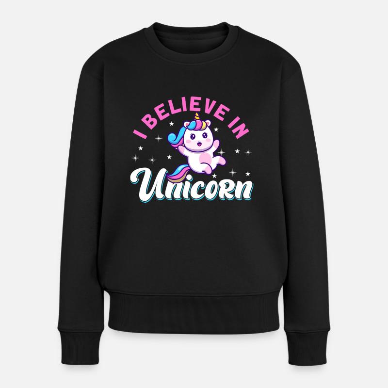Einhorn - Frauen Premium Bio Pullover - Schwarz
