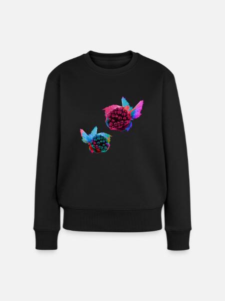 2 brombeeren,brombeere,blau,pop-art,blau,malerei, - Frauen Premium Bio Pullover - Schwarz