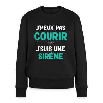 Je Peux Pas Courir Je Suis Une Sirène Humour - Pull Premium bio Femme - noir - Devant - Julia (174cm)