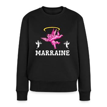 Marraine Baptême Chérubin - Pull Premium bio Femme - noir - Devant - Julia (174cm)