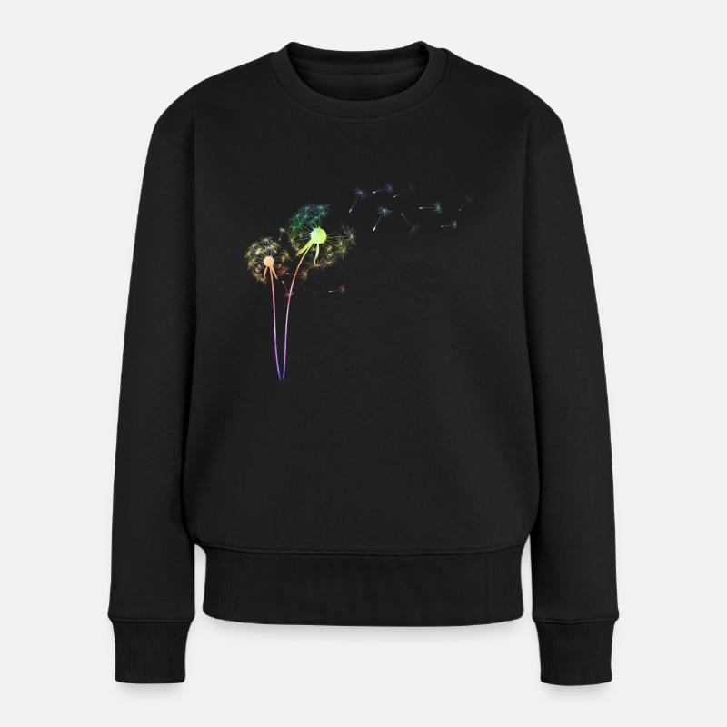 Bunte Pusteblume | Löwenzahn Blume Frühling Sommer - Frauen Premium Bio Pullover - Schwarz