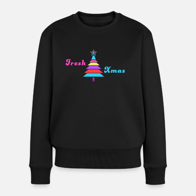 Fresh Xmas - 80's Weihnachts Design - Frauen Premium Bio Pullover - Schwarz