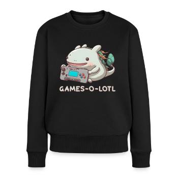 Axolotl Zocken Controller Monster Konsole Süß Game - Frauen Premium Bio Pullover - Schwarz - Vorne - Julia (174cm)