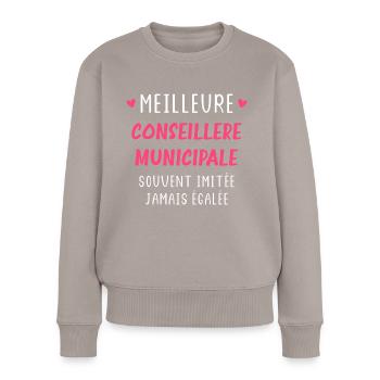Meilleure conseillère municipale - Pull Premium bio Femme - taupe - Devant - Julia (174cm)