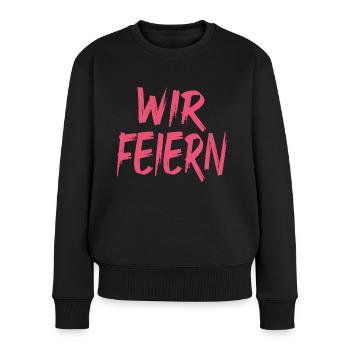 Junggesellenabschied | JGA | Braut | WIR FEIERN - Frauen Premium Bio Pullover - Schwarz - Vorne - Julia (174cm)