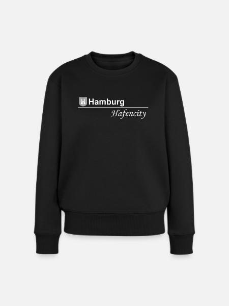 Hamburg Hafencity - schlichtes Design schwarz-weiß - Frauen Premium Bio Pullover - Schwarz