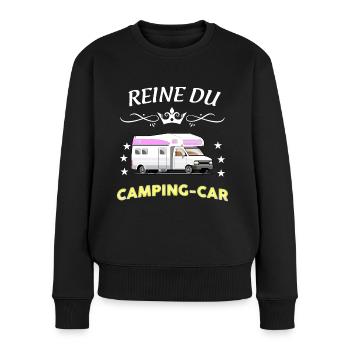 Reine du camping-car C'est Maman Mamie Tatie - Pull Premium bio Femme - noir - Devant - Julia (174cm)
