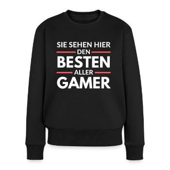 Sie sehen hier den Besten aller Gamer - Frauen Premium Bio Pullover - Schwarz - Vorne - Julia (174cm)