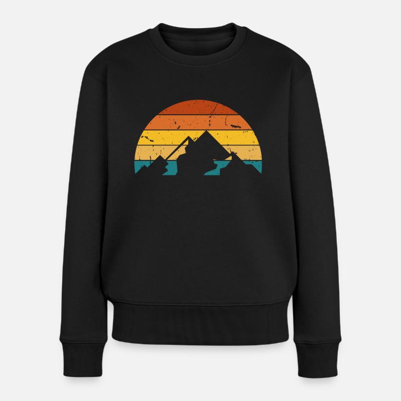 Retro-Berg - Frauen Premium Bio Pullover - Schwarz