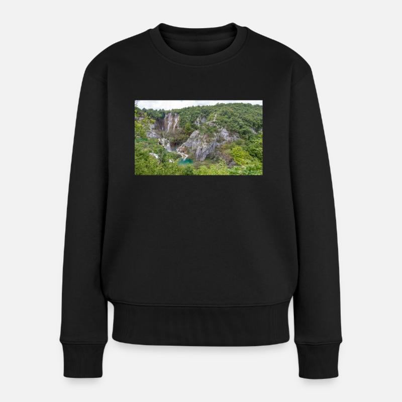Veliki Slap Wasserfall Nationalpark Plitvicer Seen - Frauen Premium Bio Pullover - Schwarz
