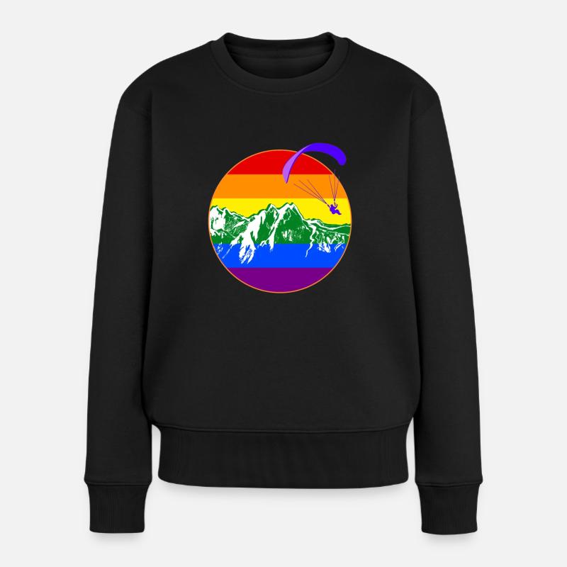 pride flag paraglider Gleitschirm Regenbogen - Frauen Premium Bio Pullover - Schwarz