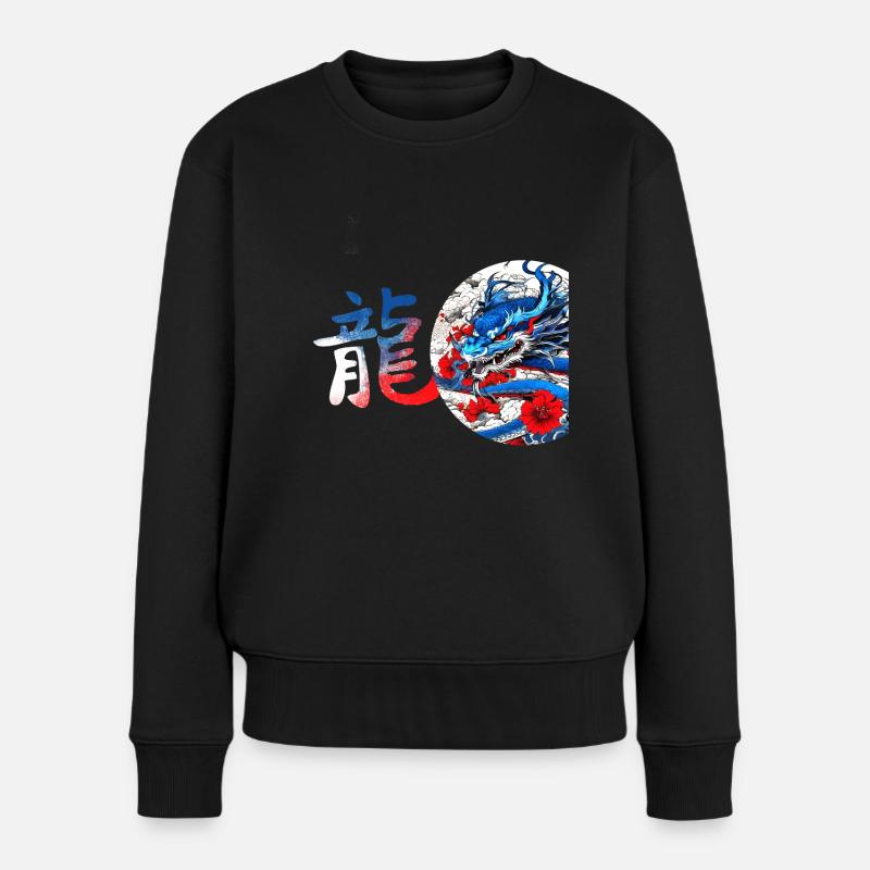 drache,jahr des drachen,drache,chinesische zeichen - Frauen Premium Bio Pullover - Schwarz