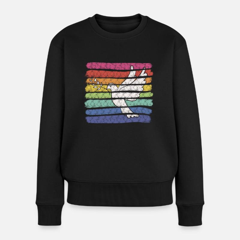 Regenbogentaube - Frauen Premium Bio Pullover - Schwarz