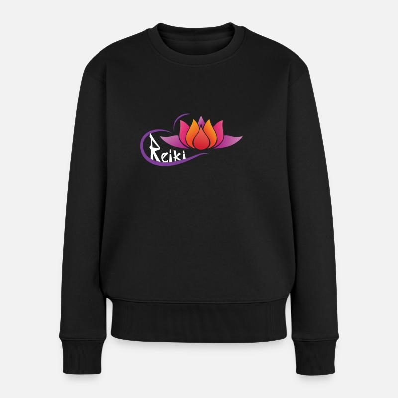 Lotusblume reiki - Frauen Premium Bio Pullover - Schwarz
