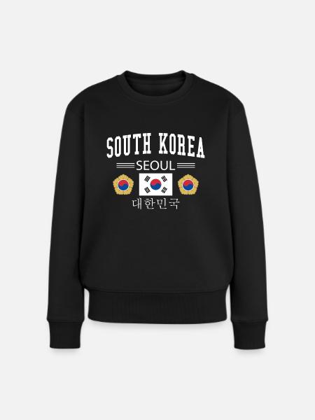 South Korea - Frauen Premium Bio Pullover - Schwarz