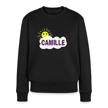 prenom fille cloud CAMILLE - Pull Premium bio Femme - noir - Devant - Julia (174cm)